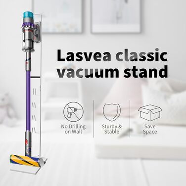Підставка для пилососів Dyson – органайзер та кріплення для Dyson Gen5, V15s, V15, V12 Slim, V11, V10, V8, V7, V6, DC30, DC35. Біла з дерев'яною ручкою