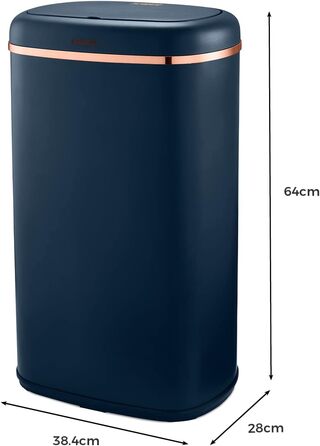 Сміттєвий бак сенсорний квадратний 58л Midnight Blue & Rose Gold