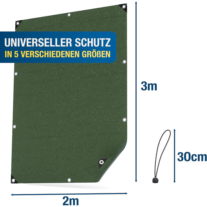 Professional Tarp 240 g/m² [3x4m] - Robust woven tarp with eyelets - Waterproof and UV-resistant tarp - Outdoor tarp - Weatherproof all-purpose tarp including 6 tarp straps (2 x 3 m)