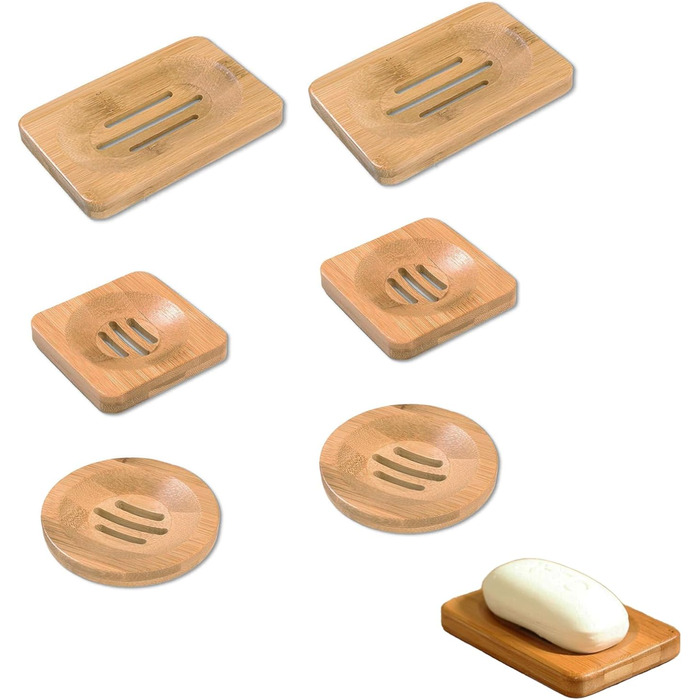 6 шт. мильниця з бамбука, дерев'яна ручна мильниця, мильниця з натурального бамбука, підходить для ванної кімнати, для зберігання мила (колір: коричневий)