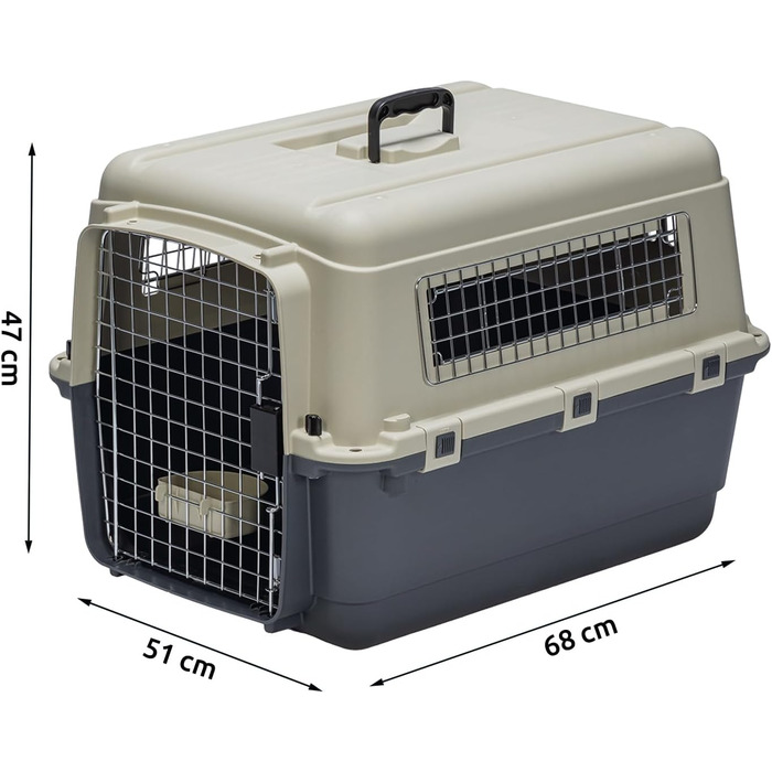 Karlie Nomad Pet Carrier - Front Loading, 68x51x47 cm - Lightweight Travel Cage for Cats & Dogs