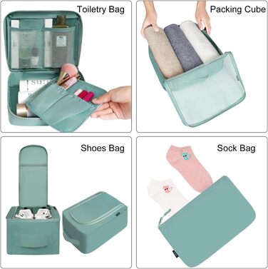 Набір органайзерів для валізи BAGAIL (8 шт.), Packing Cubes, Набір для подорожей та організації речей у валізі (Блакитний)