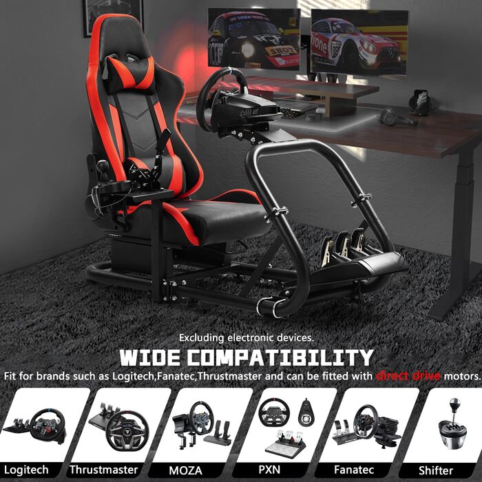 Dardoo G29 Racing Simulator Cockpit: сумісний з Logitech G920/G923, Thrustmaster T300RS, Fanatec. Міцний каркас з металу для PC, Xbox. Без керма, педалей та ручного гальма.