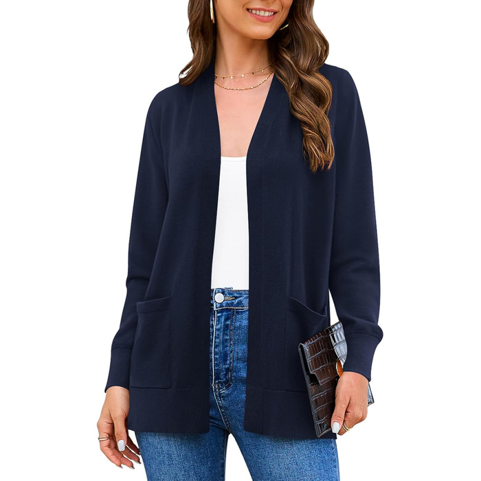 Жіночий кардиган-світер з довгим рукавом, м'який в'язаний жилет з кишенями (S-3X)