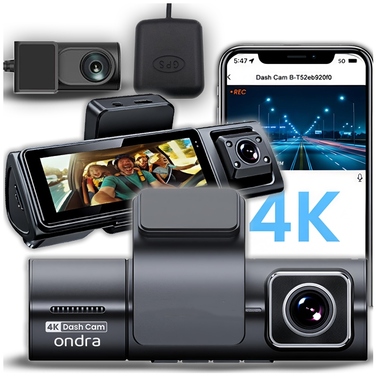 Автомобільний відеореєстратор Ondra XR170 4K UHD: 3 камери, GPS, Wi-Fi