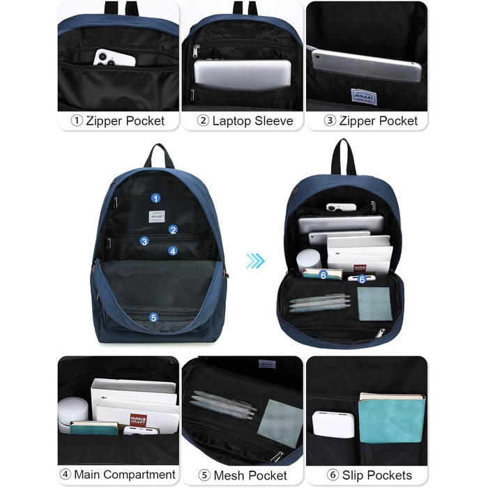 Жіночий рюкзак RAVUO, водонепроникний, для ноутбука 15.6 дюймів, шкільний, туристичний, повсякденний, для роботи та подорожей, Бордовий (Синій)