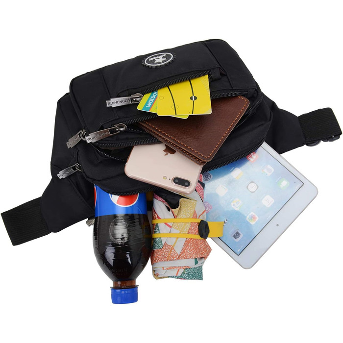 Водонепроникна поясна сумка для чоловіків та жінок, для спорту, бігу, піших прогулянок, велосипеда, з кишенькою для ножів та інструментів, чорна