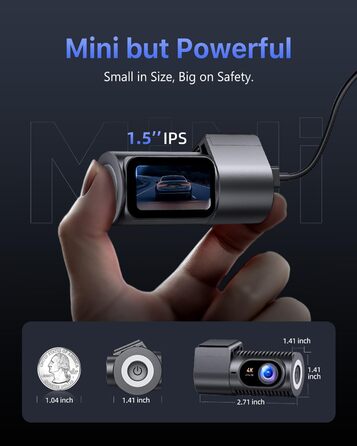 Відеореєстратор для авто 4K C200: 360° поворотний, 64GB карта, WiFi, нічна зйомка, паркування, G-сенсор, IPS дисплей