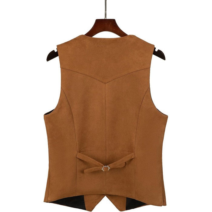 Костюм з велюру чоловічий Tuikayoo, жилет у стилі вестерн, коричневий, розмір L