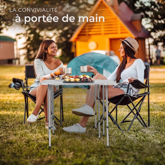 Складний алюмінієвий стіл Tectake для кемпінгу, саду, тераси, балкону (80x60x68 см, модель 402173)
