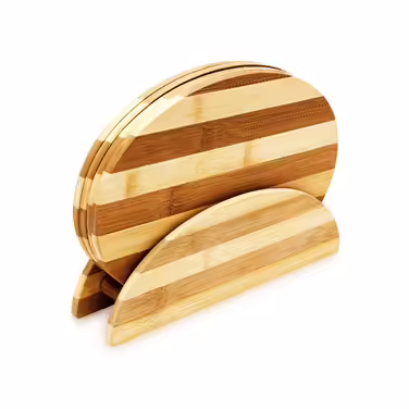 Relaxdays Bamboo Breakfast Tray, Striped