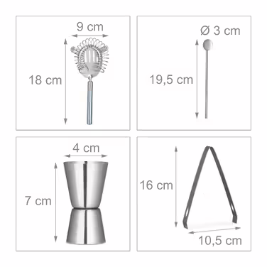 Relaxdays Stainless Steel 5-Piece Cocktail Set