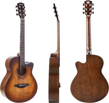 Акустична гітара Soldin 40 дюймів Premium з масивної соснової верхньої деки. Комплект: гітара, підставка, тюнер, ремінь, каподастр, струни, серветка, медіатори (коричневий)