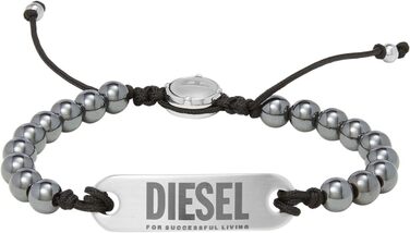 Чоловічий браслет Diesel з напівцінними каменями та застібкою-ковзанням (сріблястий)