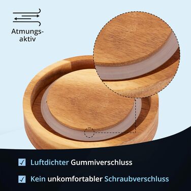 Кришка для кави, бак для кави, керамічна, 1 літр, сірий, з дерев'яним кришками, герметична