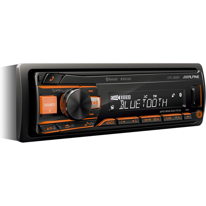 Alpine Electronics UTE-200BT автомобільна магнітола Bluetooth 1DIN, чорна, RGB-підсвітка