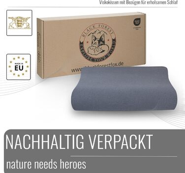 Black Forest Fox Camper Plaid Memory Foam Pillow Set with Orthopedic Neck Support, 1 Aloe Vera Cover & 1 Cotton Pillowcase, Grey | Oeko-TEX (Campovolo-Grey, Aloe-Vera Memory Foam Pillow & Grey Cover 30 x 50)