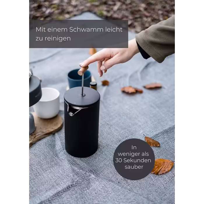 Lambda Coffee® Thermo French Press Stainless Steel | Available in 3 Sizes | Stainless Steel Coffee Maker | Double-Walled: Keeps Coffee Warm for a Long Time | Coffee Maker | French Press (Red, ) (0.6l (3 Cups), Dusk Blue)