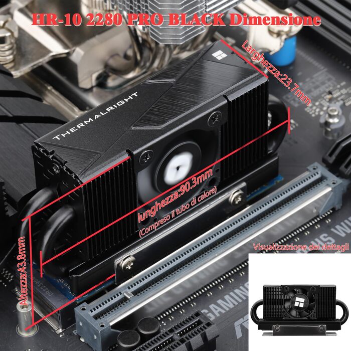 Радіатор охолодження SSD TR HR10 2280 PRO Black з тепловими трубами та вентилятором PWM