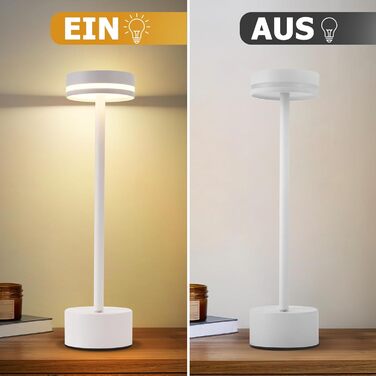 Настільна лампа акумуляторна LED 2 в 1: бездротова, димована, з USB-C зарядкою, сенсорна, для спальні, їдальні, офісу (біла)