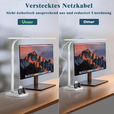 LED настільна лампа Doppelkopf з регулюванням яскравості, 24W, 80см, захист очей, гнусий шийка, 25 режимів освітлення