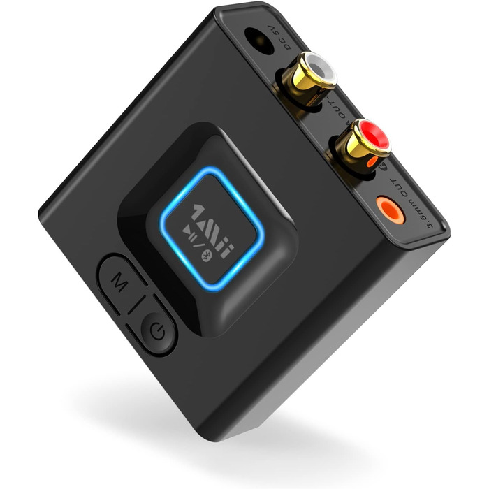1Mii ML201 Bluetooth адаптер для стереосистеми: бездротовий аудіо приймач з AUX/Cinch, для ПК, смартфонів та планшетів, 12 годин роботи, режим басів Medium
