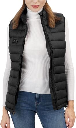 Loowoko Обогреваемая жилетка для женщин с Powerbank 10000mAh, Легкая термо-жилетка, 3 температурні режими + 4 зони обігріву, Працює від акумулятора, Можна прати, Для роботи на вулиці, Мотоцикл, Прогулянки та вигул собак