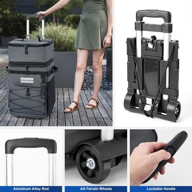 Термосумка Odoland 72 літри з колесами та ручкою – сіра. Ізольована сумка-холодильник для пікніка, пляжу, кемпінгу, подорожей. Витримує 72 банки. Водонепроникна та витікання не допускає.