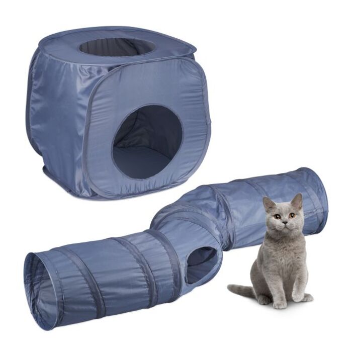 Складаний котячий тунель Relaxdays з котячою печерою