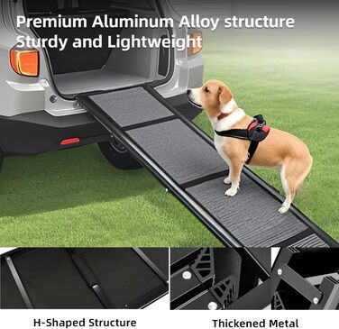 Рампа для собак у машину, розкладна, 170 см, з антиковзким покриттям, для маленьких, середніх та великих собак. Підходить для авто, SUV, вантажівки, дивану та ліжка.