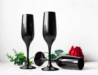 6 келихів для шампанського, prosecco та шампанського Sendez, 200 мл, чорні