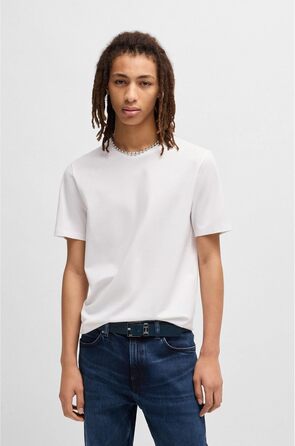 Чоловічий шкіряний ремінь HUGO Giove-Mplate, 110 см, темно-синій (Navy) з металевими деталями та логотипом