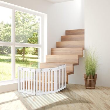 Захисне ґратка для собак Relaxdays, самостійною підставкою, 60 x 153 см, MDF, складана, білий