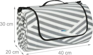 Пікнік килимок Relaxdays XXL 200x300 см, фліс, водонепроникний, теплоізоляційний, з ручкою, сірий/білий – пляжний та туристичний килимок