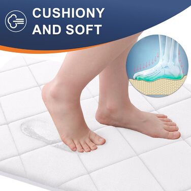 Килимок для ванної кімнати OLANLY з Memory Foam, 76 x 50 см, білий, машинне прання