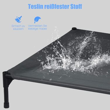 Лежанка для собак GOPLUS з дахом, піднята лежанка для тварин, лежанка для домашніх тварин з металевим каркасом, вологостійке собаче ліжко, котяче ліжко з сонцезахисним тентом, неслизькі накладки на ніжках, для використання в приміщенні та на вулиці (90x81