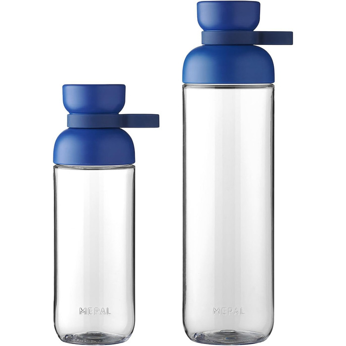 Mepal Vita Water Bottles - Water Bottle Duo Pack - Bottles for University, Work, Fitness, Outdoors, Job - Shockproof, Leakproof - BPA-free & Dishwasher Safe - 500 & 900 ml - (Vivid Blue, Duo Pack (500 & 900 ml))