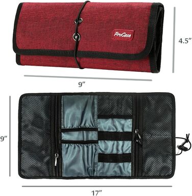 Органайзер для подорожей ProCase: сумка для аксесуарів електроніки, USB-кабелі, SD-картки, навушники, флеш-накопичувачі (червоний)
