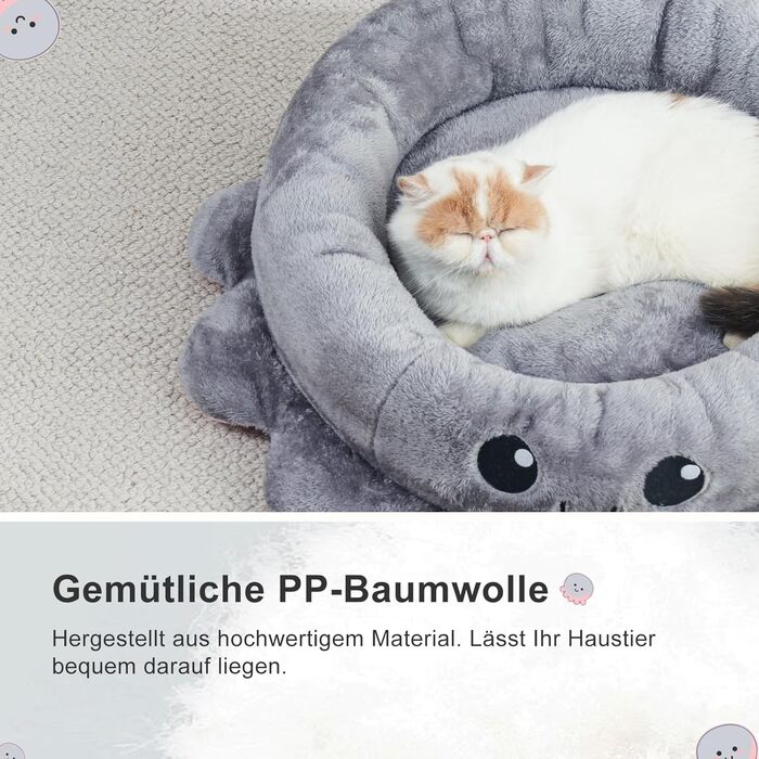 Кругле ліжко для собак та котів Jiupety Boho, рожеве/сіре, XL/M, знімний коврик, ліжко-антистрес для великих собак