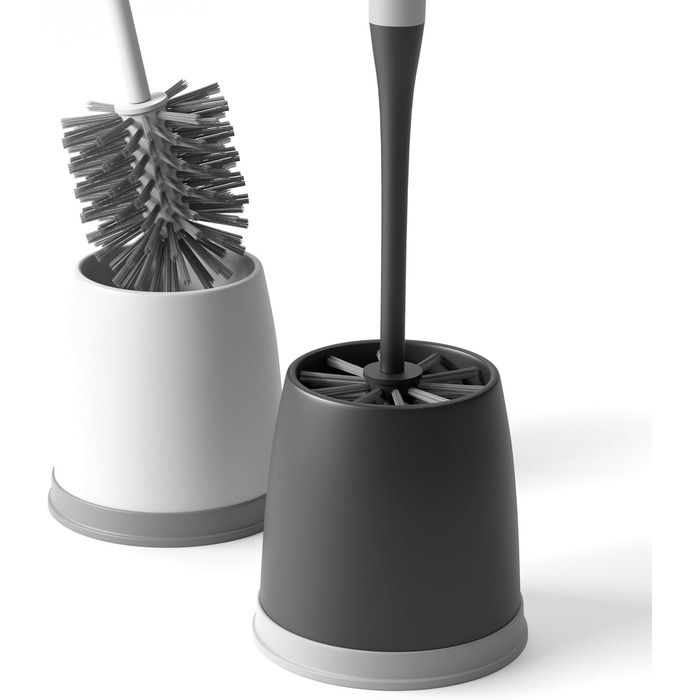 Набір для туалету SAVEGA: щітка для унітазу з інноваційною структурою щетинок та зручним тримачем. Сучасний дизайн, матовий чорний/сірий колір.