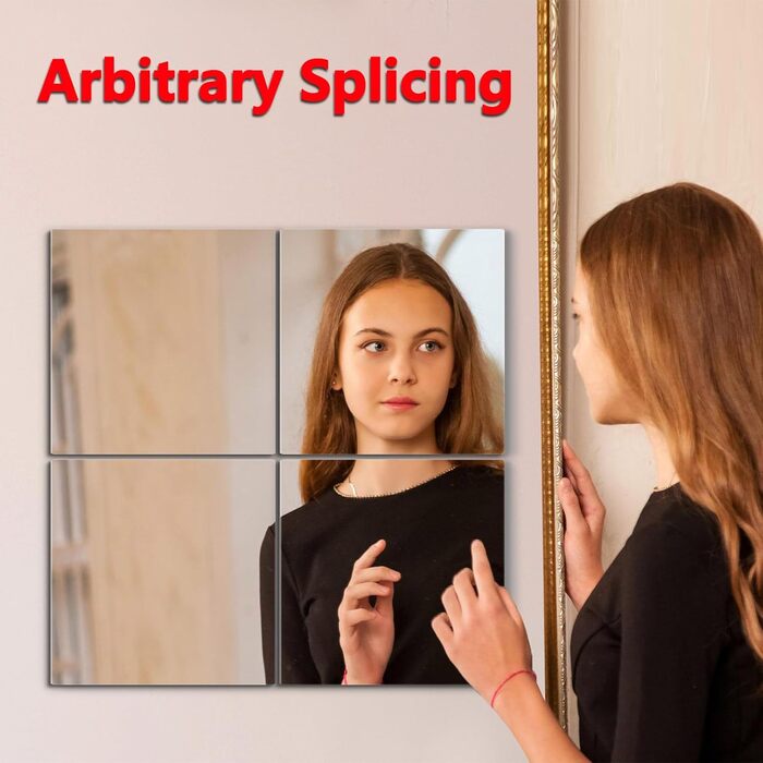 Дзеркальні плитки на стіну, 4 шт., 25x25 см, самоклеючі, акрил, для дитячої кімнати