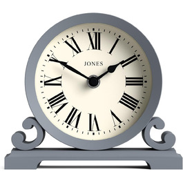 JONES CLOCKS® Saloon Table Clock | Traditional Double-Scroll Design |  | Roman Numerals | Classic style for desk, table, shelf or bedside table. (French Navy)