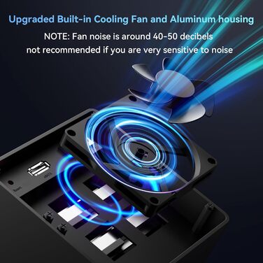 Корпус для жорстких дисків на 4 відсіки з вентилятором для 2.5/3.5' SATA HDD/SSD з USB A/C 3.0 та eSATA кабелем, підтримка Hot-Swapping, 80TB, DAS (без RAID/NAS)