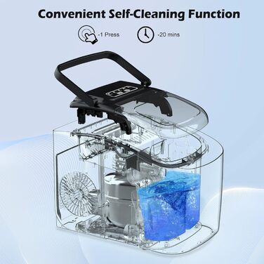 Машина для приготування кубиків льоду Ice Maker - чорна, 2L, з LED-дисплеєм та совком, для дому та бару