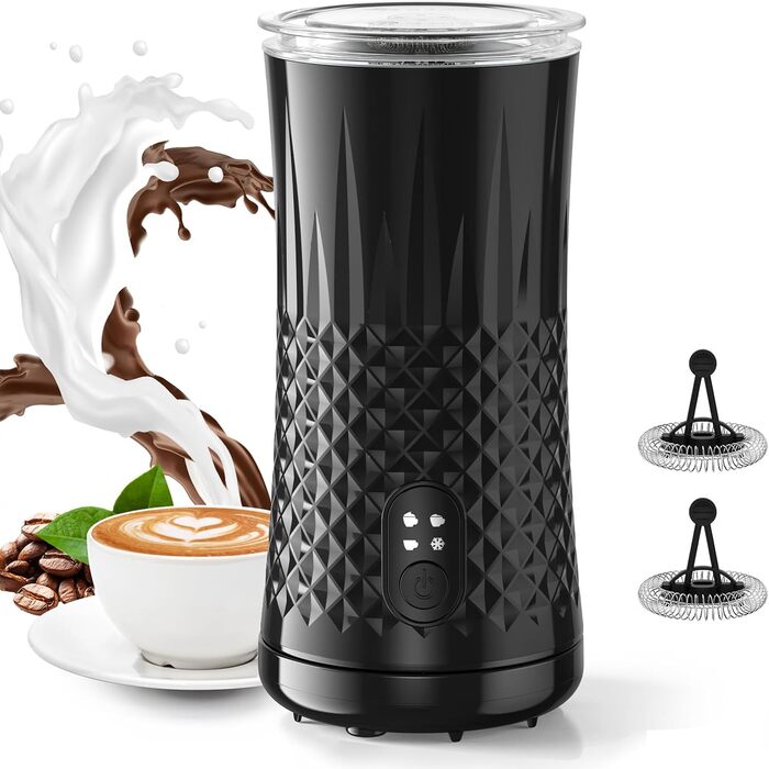 Електричний спінювач молока HAPPHOOH 4-в-1, 240 мл, чорний, з автоматичним відключенням та антипригарним покриттям