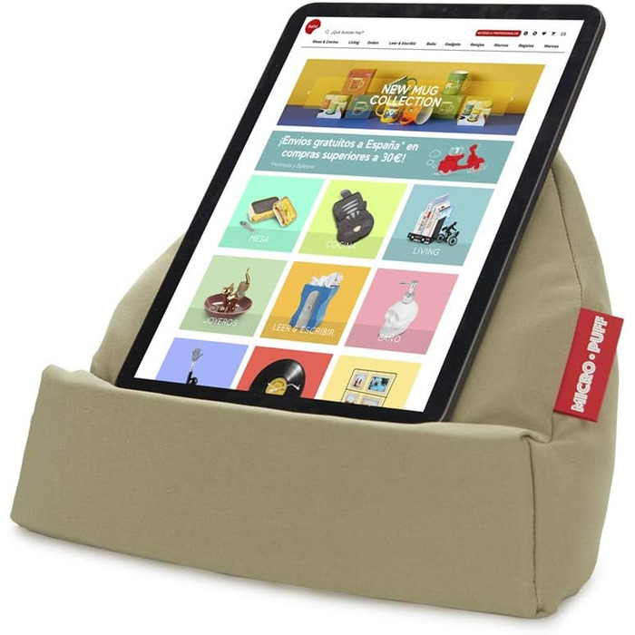 Подушка для планшета, смартфона і електронних книг Balvi Micro Puff зелена, знімний чохол, бавовна, поліестер