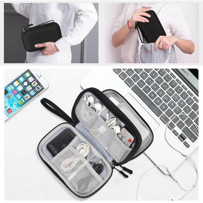 Органайзер для кабелів Simpolor: чорний кейс для зберігання дрожів, USB-накопичувачів, SD-карт та аксесуарів