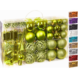 Набір прикрас для ялинки BRUBAKER 101 шт. з верхівкою, кремово-білий, зелений