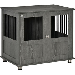 Клітка для собак PawHut - переноска для домашніх тварин, хатинка для собак, вольєр з замком, магнітною дверцятами, вікном, для собак малих та середніх порід, сірого кольору, 85 x 55 x 87 см