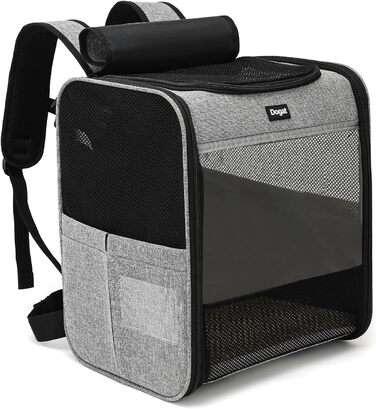 Сумка-переноска для кота/собаки, складана, сіра, з сіткою, повідком, до 8 кг